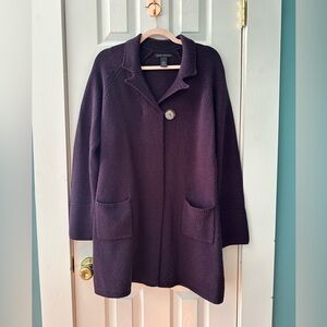 Elena Solano Plum Knit Jacket Cardigan | Wool-Blend | L